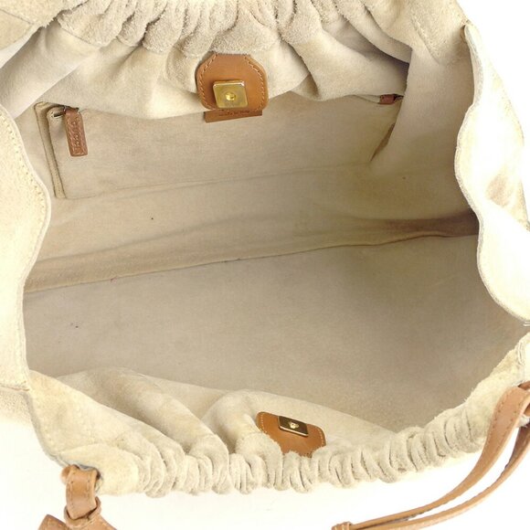 authenticity guaranteed GUCCI Tote Bag Reather Tag Beige Suede Leather used - Picture 6 of 8